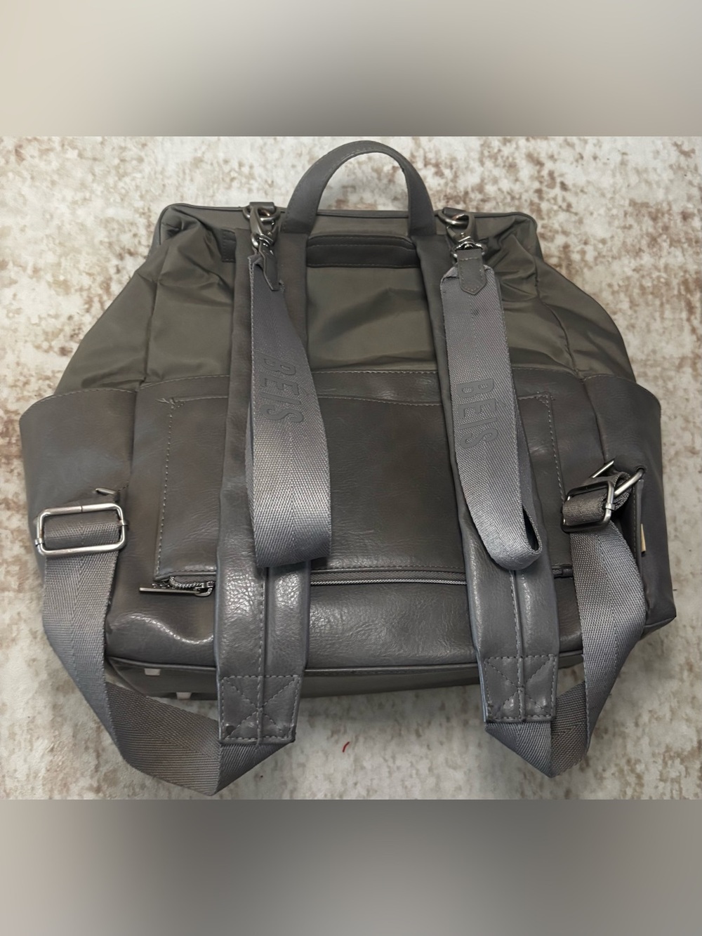 BÉIS Diaper Bag Backpack Gray Large Travel Baby Changing Bag Multi Pocket - Picture 2 of 8